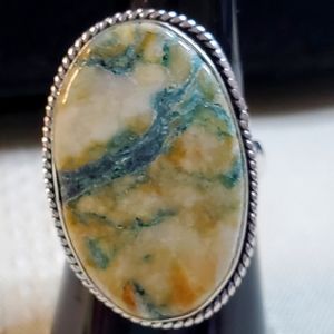 NEW Mariposite natural gemstone Ring Size 8 1/4   .925 overlay